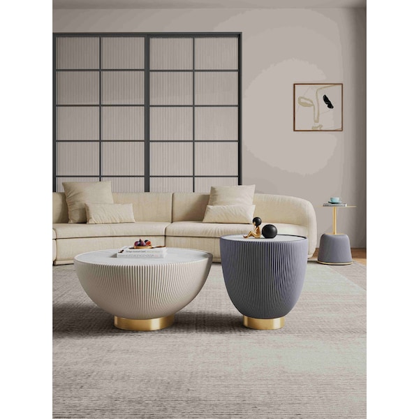 Manhattan Comfort Anderson Coffee Table, End Table 1.0, and End Table 2.0 in Cream and Grey - Set of 3 3-AT01-CRGY - main